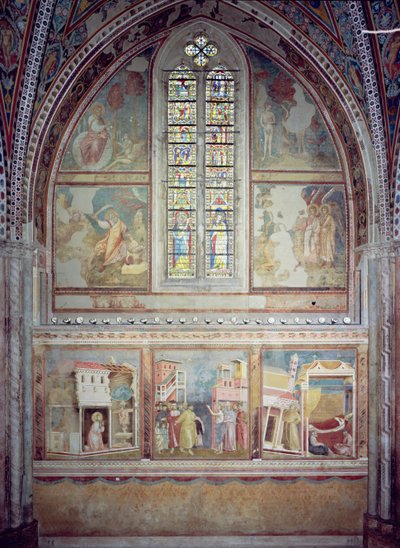 Scene dalla vita di San Francesco: San Francesco che prega a San Damiano; San Francesco rinuncia ai beni del padre e alle ricchezze terrene; Il sogno di Innocenzo III (1161-1216) da Giotto di Bondone